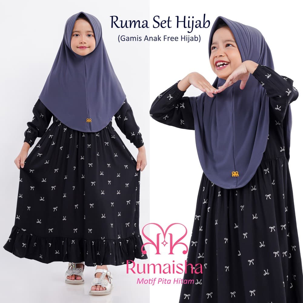 Gamis Anak Free Hijab 1-12 Tahun, Gamis Anak Perempuan Set Jilbab 2
