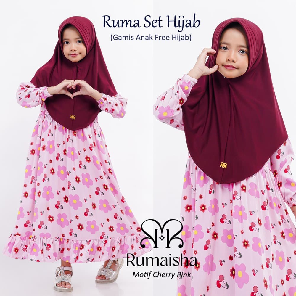 Gamis Anak Free Hijab 1-12 Tahun, Gamis Anak Perempuan Set Jilbab 5