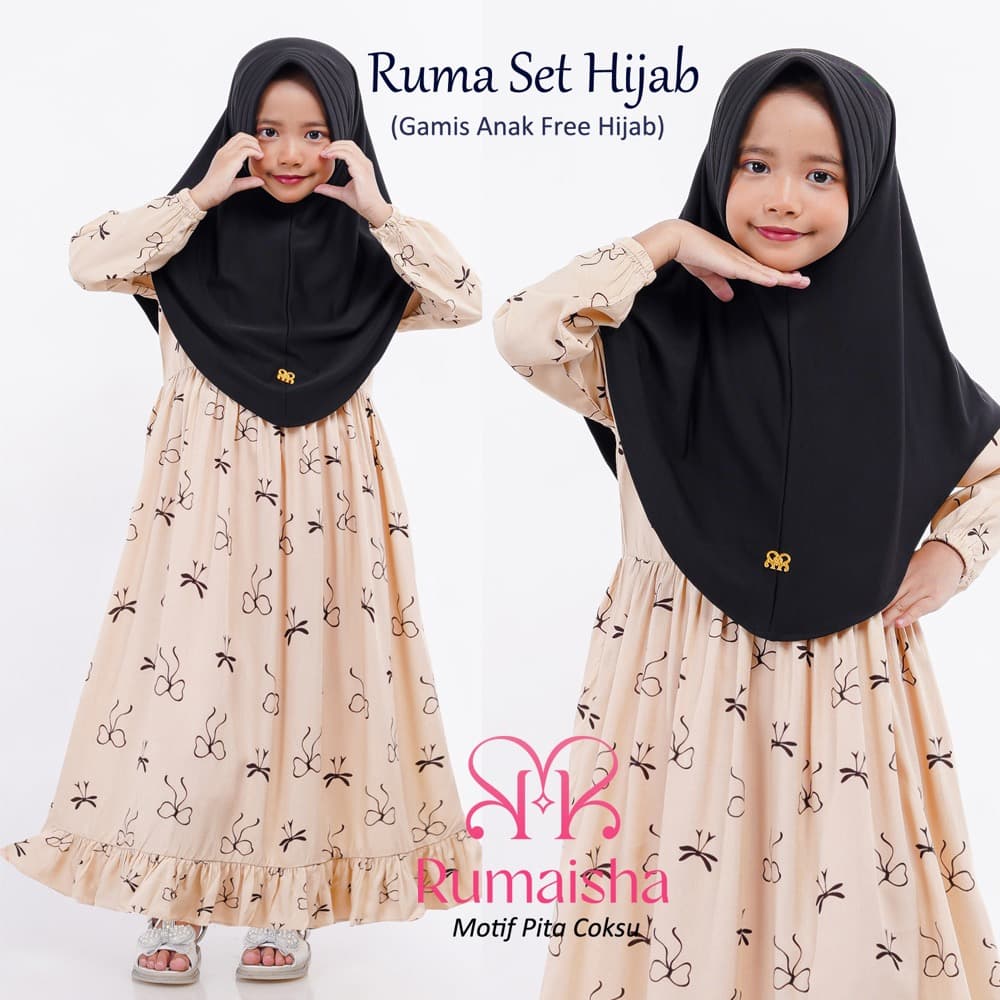 Gamis Anak Free Hijab 1-12 Tahun, Gamis Anak Perempuan Set Jilbab 6